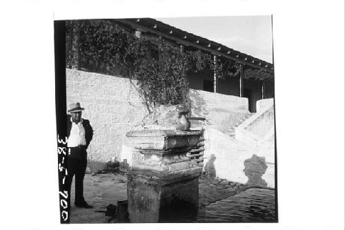 Stone tiger head with tenon (front and right side)