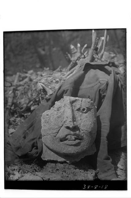 Stucco head, front view