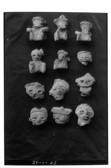 5 human figurines (same as 39-1-21) 7 human heads - Eastern Salvador