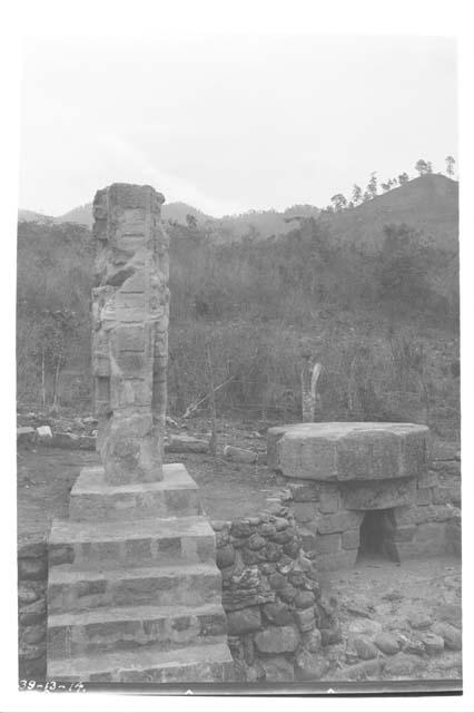 Stela 5 with east altar and vault