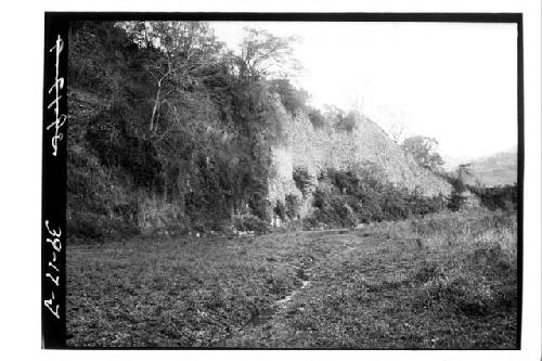 River front from south-east, showing location of test pit 5-39 (where men are st