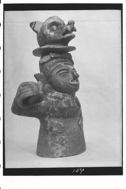 Large Human figurine with animal headdress - R-187.