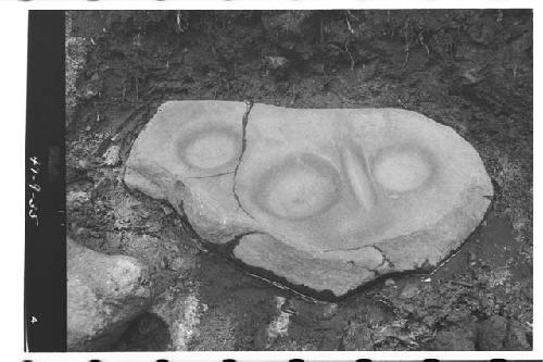 Boulder on edge of stream in La Gruta showing use by aboriginees.