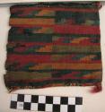 Small bag - tapestry; interlocked weft; geometric step block-in-stripe+