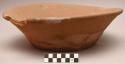 Large pottery bowl - red ware, coarse undecorated, shallow