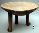 Wooden stool - originally with 4 legs - one broken off