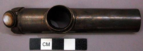 Silver Mouthpiece of a Pipe with Stone Insets