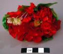 Ornament with Red Silk and Other Flowers, and Separate Small Red Silk Flower