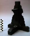 Lantern, stand, carved wood, lacquered, cross base, holes for supporting poles