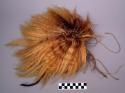 Headdress, pieces of bleached human hair strung together with plant fiber cord