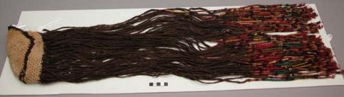 Woven fiber wig, woven fiber cap, braid extensions, wrapped colored ends