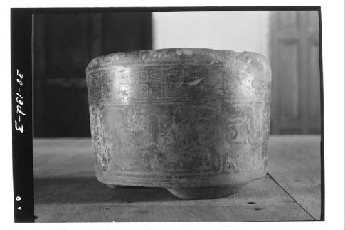 Polychrome vessel from burial under the floor of Court #47, Main Group.