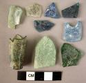 12 glass vessel fragments