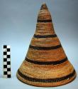 Fine weave food cover - cone shaped, 5 black stripes ("mtemere yo butenga")
