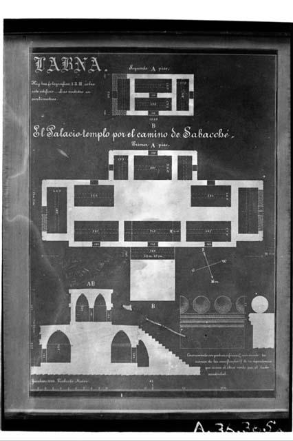 Maler drawing, plan and section of Chuncatzin