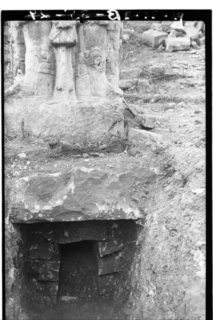 Stela D, entrance to cruciform chamber opened.