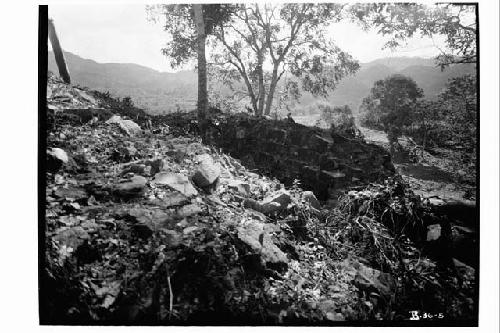 Structure 22; South room; Southeast wall before excavation