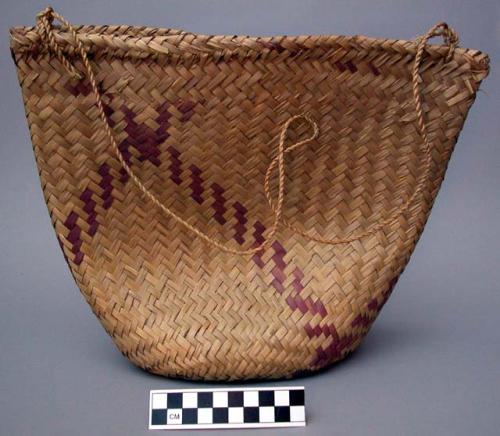 Twilled basket - natural color with lavender pattern