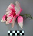 Nine Large Silk Flowers on Wire Stems, Eight Pink and One Red