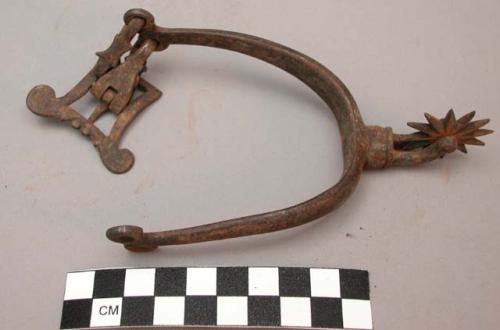 Stirrup, iron, with spiked wheel, iron buckle