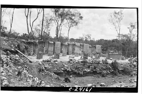 NE Colonnade - looking NE - close-up of 3rd line of columns just appearing