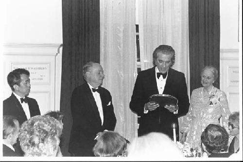 K.C. Chang (L), Gordon Willey, Karl Lamberg-Karlovsky and Mrs. Willey at dinner