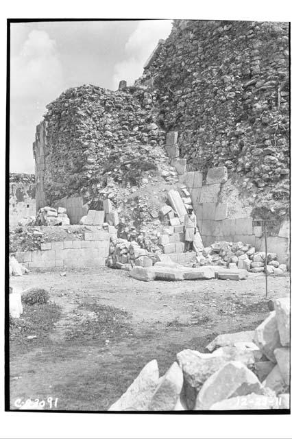 Ball Court -- stairway leading to E. wall; Temple of Jaguars