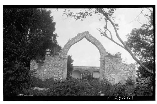 Looking east at gate of Casa Principal