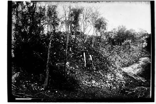 Northeast Colonnade - looking W showing the back before excavation