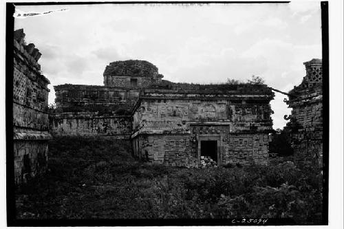 Monjas at front, Iglesia at right, and annex at left.