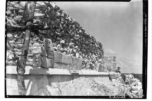 South wall of the Temple of Warriors during repair