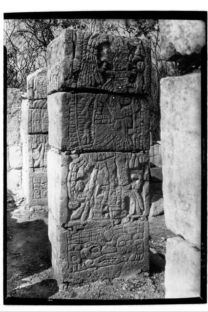 South sculptured column at the Temple of Xtoloc Cenote