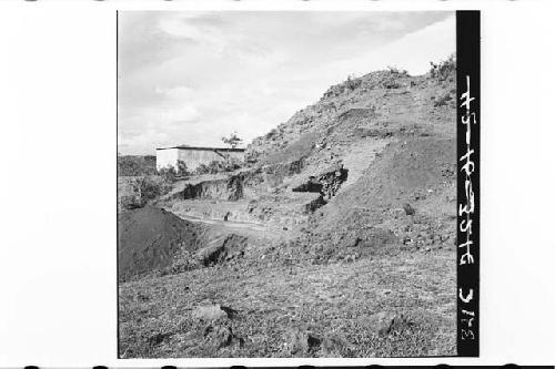 Panorama of west side of mound and platform from Station 11 on Mound 2.