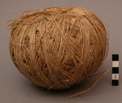 Ball of inner elm bark fibre wound around outside