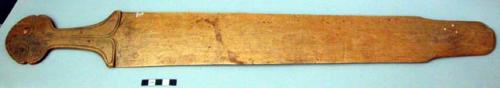 Wooden batten for loom #7033 - sword-like with carving on handle