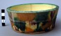 Ceramic Bowl with Dripped Tri-Color Glaze (Green, Yellow, and Brown)