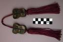 Pair of Cloisonne' Ornaments of Simple Butterfly Shape with Tassels