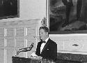 Prof. Evon Vogt at podium at Dinner in honor of Gordon Willey, April 26, 1983