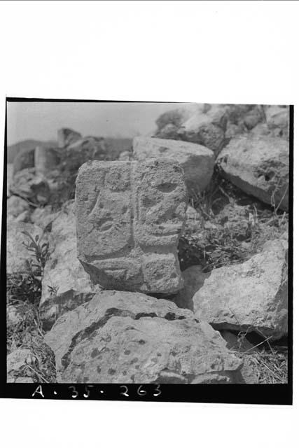 Individual stone from glyphic altar, Str. 2B2