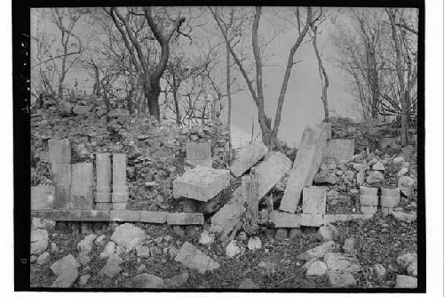 Center doorway of Structure 2C7; West facade