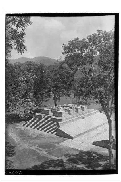 View of west temple in ball court