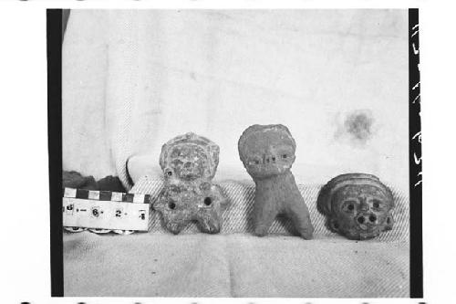 Three Fragmentary Solid Pottery Figurines