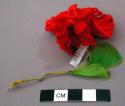 Ornament with Red Silk and Other Flowers, and Separate Small Red Silk Flower