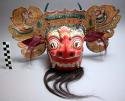 Carved and painted wooden mask of the BARONG (tiger) himself