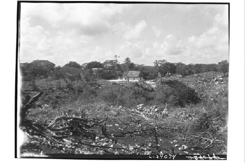 Distant view of Morris House looking southeast