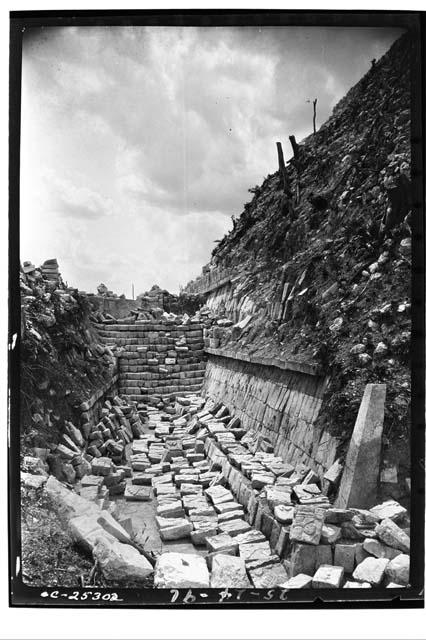 Looking west into cul-de-sac at the Temple of Warriors