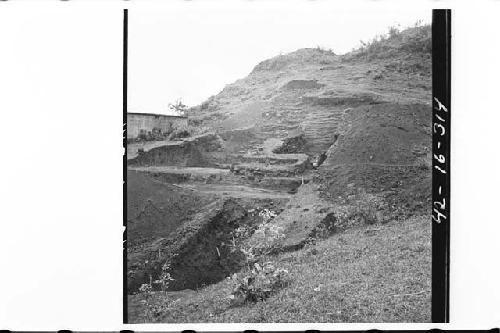 West side of Mound 1 during excavation.