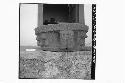 Carved stone incensario from Altar A, decorated side.  Mound 1-N.  Cat No 40b-1-