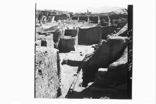 Repair of base of Phase I N wall and north side of Mound 1, looking E from N72.1