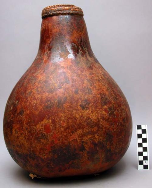 Large gourd used for churning, also for separating butter; this specimen has bro